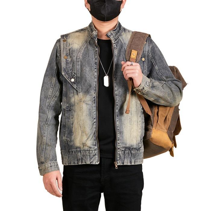 

Мужская джинсовая куртка с плотным градиентом, новая американская ретро рабочая джинсовая куртка 5XL