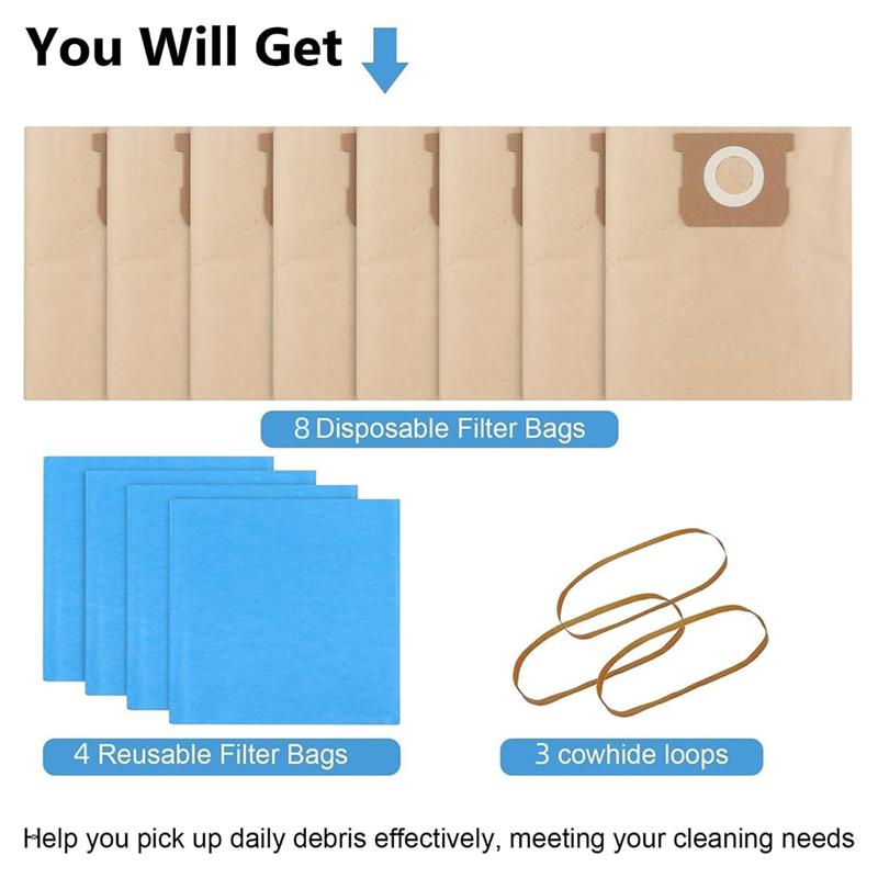 A65T-19-3100 Bags Fit For Stanley Shop Vac 5-6 Gallon/Gal Wet Dry Vacuum Cleaner 19-3100 Disposable Filter Bags