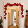 Realistic Christmas Garland Decoration Red Soft Large Artificial Flowers Convenient Lightweight Poinsettia Vine Christmas Tree