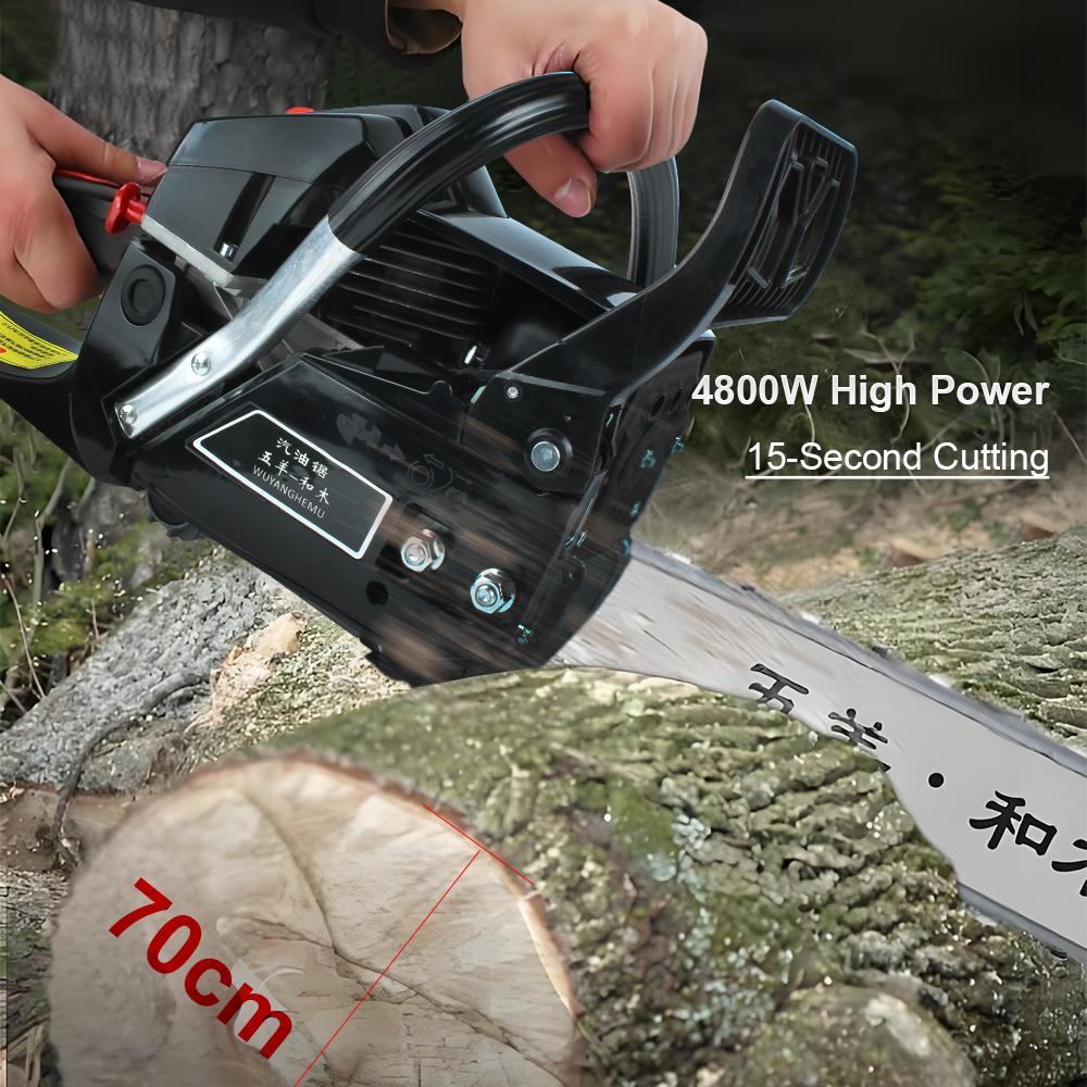 High-Power Gasoline Chain Saw 4800W Effortless Logging Chain Saw Handheld Chainsaw for Tree Felling and Woodcutting