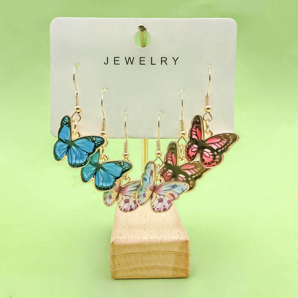 Colorful Butterfly Alloy Ear Hook Set: 3 Pairs of Fashion Earrings for Women