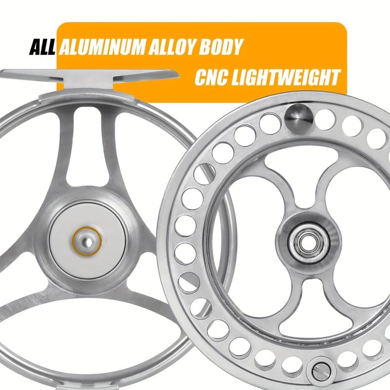 Premium Aluminum Alloy Stainless Steel Large Fly Fishing Reel - Smooth CNC Machining Suitable for Ice Fishing and Fly Fishing Fly Fishing Reel