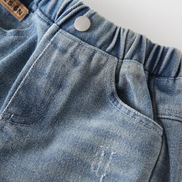 Children's Jeans Spring and Autumn Pants Boys' Worn Casual Denim Pants