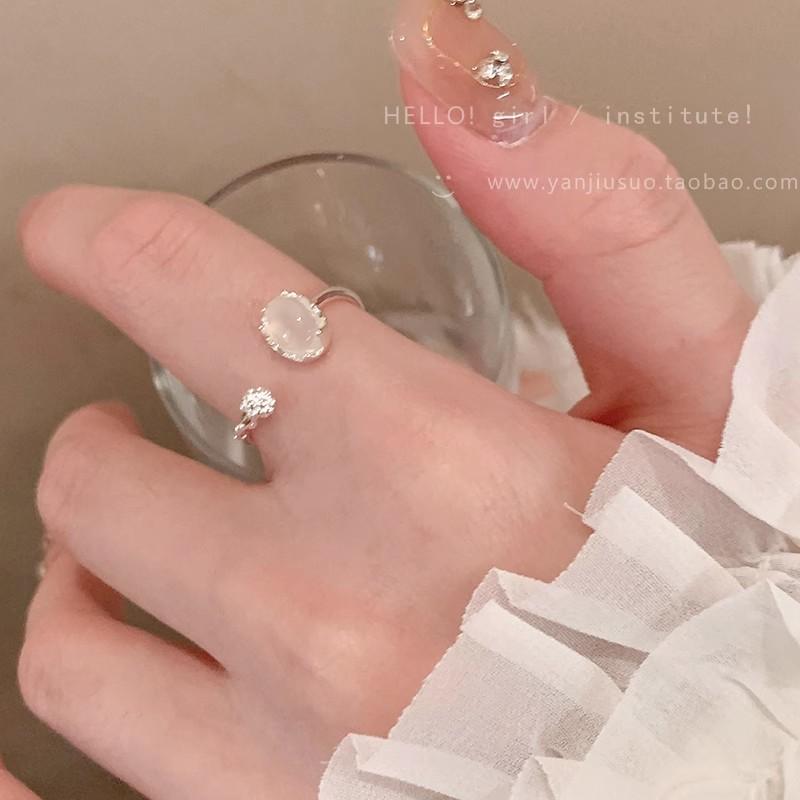 Wind Pearl Zircon Butterfly Ring Female Niche High-end Sense Light Luxury Couple Pair Ring Temperament Open Ring