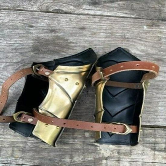 Medieval Arm Guard Wrist Armor Brass Finish Arm Guard Pair of Bracers (SCA LARP Replica Costume)