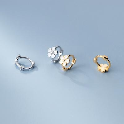 925 Sterling Silver Flower Hoop Earrings Women Girls Fashion Wedding Korean 2023 New Jewelry Accessories Eh064