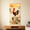 Hahn Rollbild Traditioneller Chinesischer Stil Wandbehang Bild Stoffkunst Poster Holzaufhänger Für Büro Heimdekoration