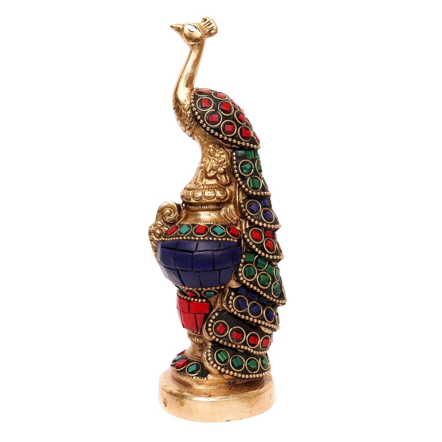 

Винтажная латунная декоративная фигурка сидящего павлина с отделкой под камень разных цветов для домашнего декора, декора стола