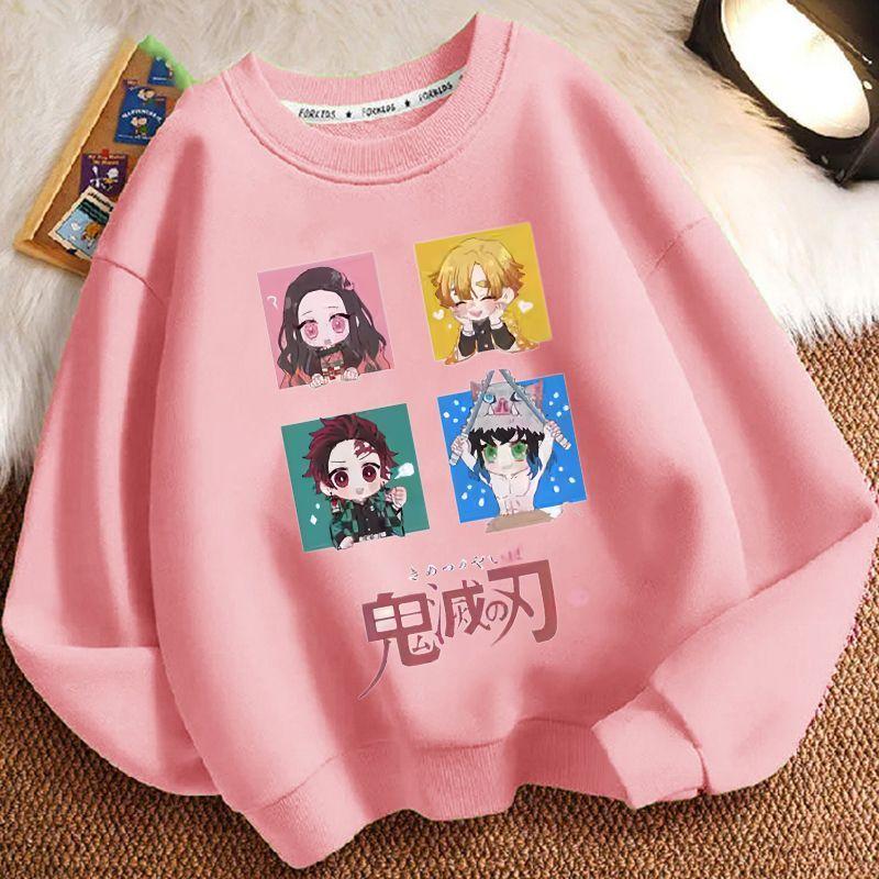 Children's Loose Demon Slayer Hoodie, Spring and Autumn Boys' and Girls' Casual Round-neck Coat
