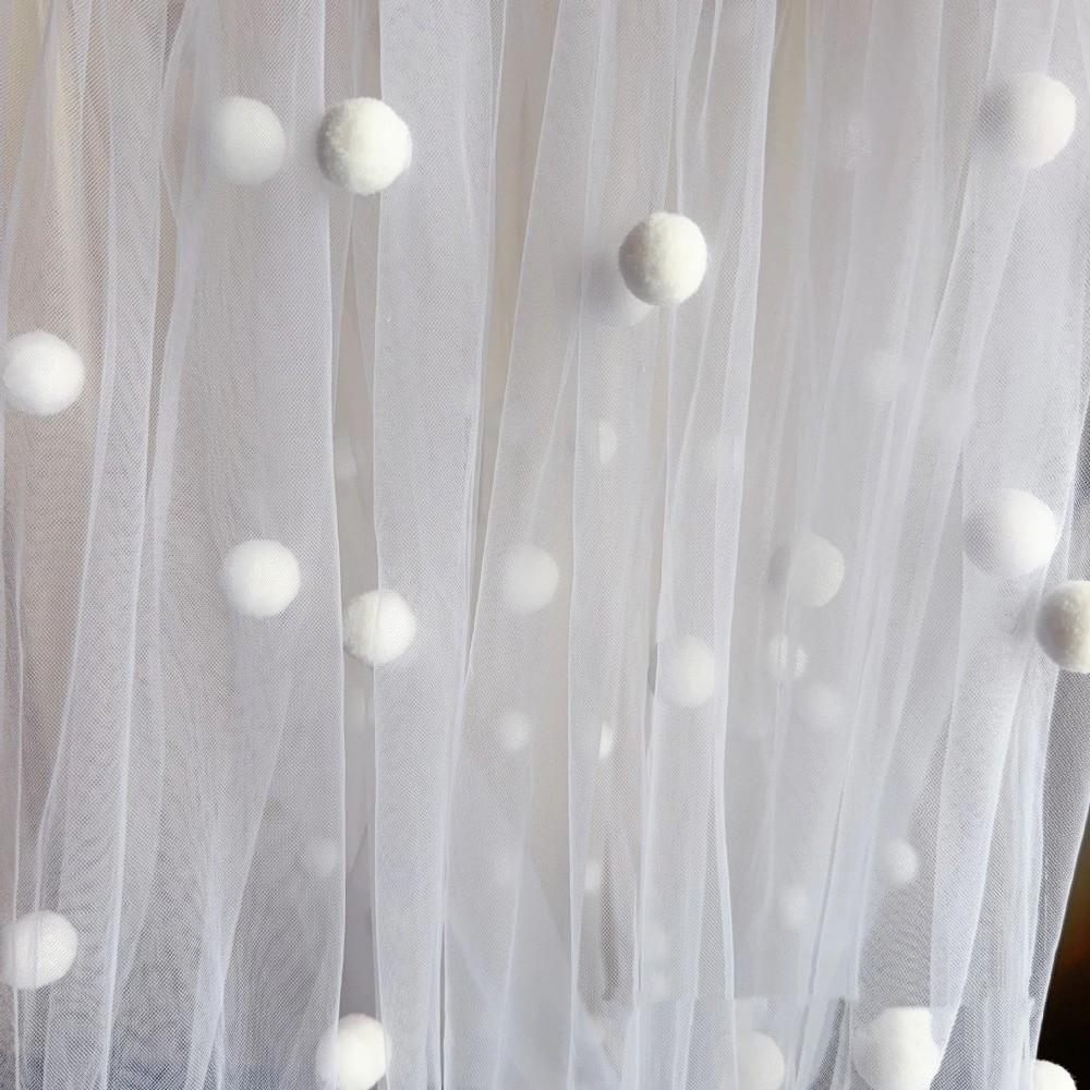 Handmade Tulle Table Runner Romantic Colorful Table Cover Pom-Poms Tablecloth  Birthday Party