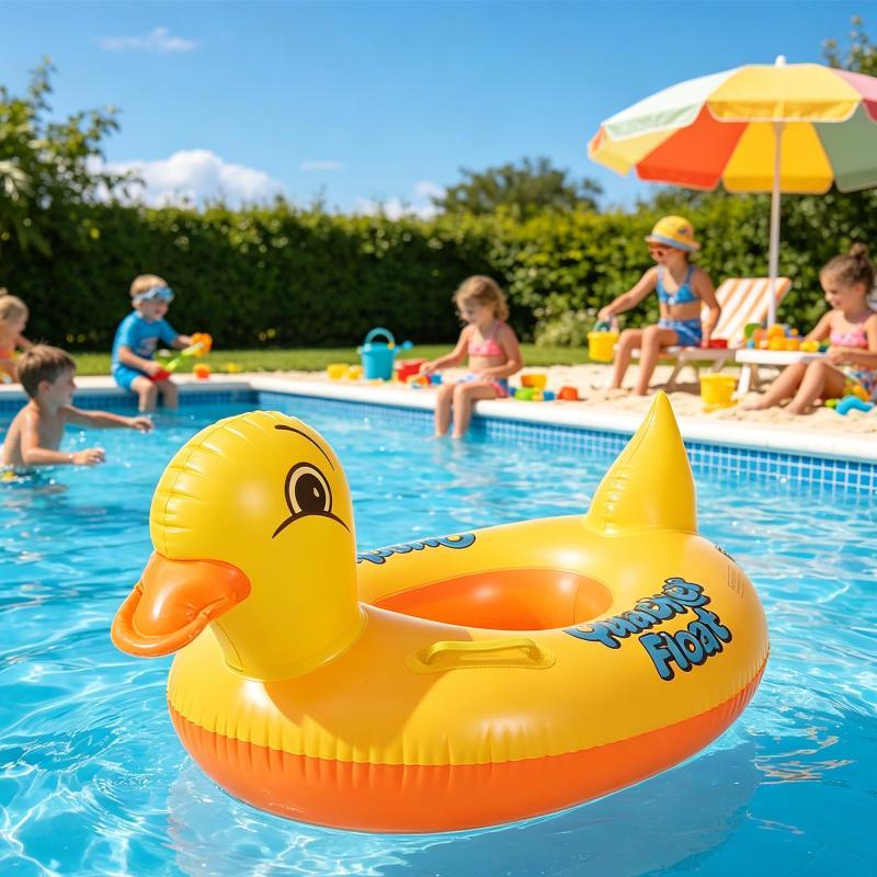 Yellow Duck Kids Inflatable Pool Float Thickened Anti-Rollover BPA-Free PVC Lifebuoy for Beach Vacation Swim Training