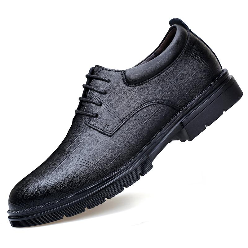 

Fashion Comfortable Men Formal Office Shoes Men s Genuine Leather Oxford Dress Shoes Lace-Up Business Flats Classic Casual Shoes for Men 44 чёрный