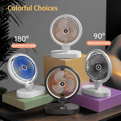 3rychlostní elektrický LED světelný stolní ventilátor s dobíjecím bezkartáčovým motorem Ultra tichý osobní chladicí ventilátor pro domácnost