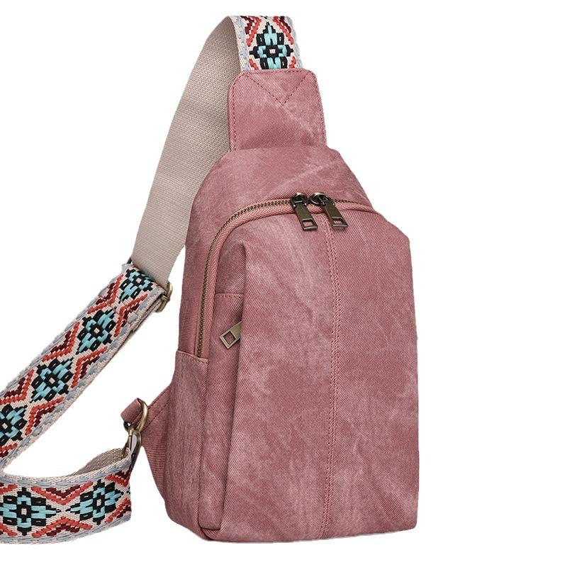 Casual Women's Retro Outdoor Travel Bag Wide Shoulder Strap Crossbody Bag Women's Waist Bag