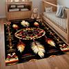 Boho Retro American Area Rug Dreamcatcher Feathers Tribal Decorative Carpet for Free Spirit Non-Slip Washable Floor Mat Doormat