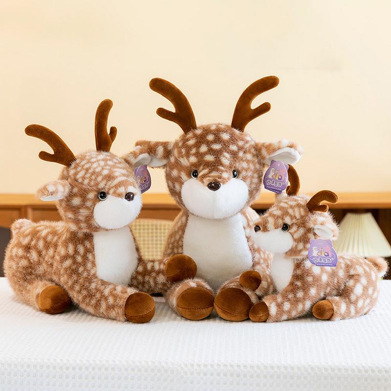 Cute Simulation Sika Deer Plush Toys Christmas Deer Toy Stuffed Animal Dolls Toys Soft Plush Pillow Home Decoration Xmas Gifs