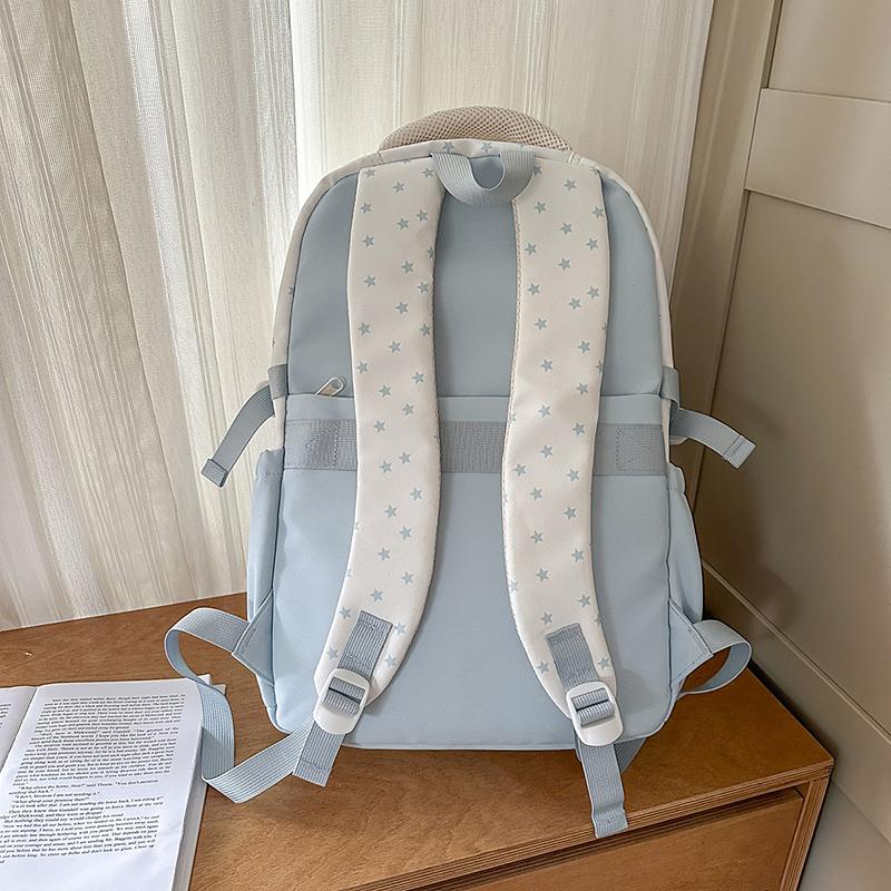 Stars Print Backpack Junior High School Students Class Book Bag Girls Large Capacity Schoolbag