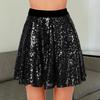 Yousheng Women Skirt Elastic High Waist Sparkling Sequins Short Skirt Breathable Fabric Slimming Skirt Work Leisure Travel Parties Wear