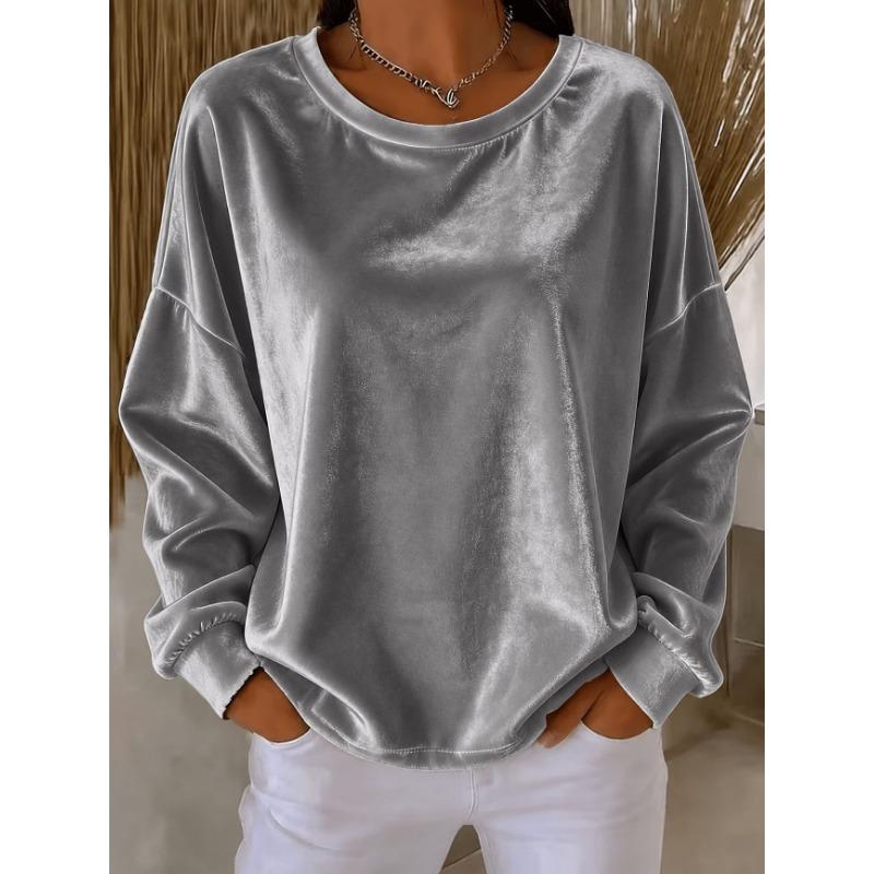 Maglietta a maniche lunghe casual da donna in velluto