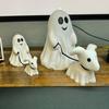 Halloween Ghost Walking Dog Statue Spooky for Halloween Home Tabletop Ghost Dog Figurine Garden Decor