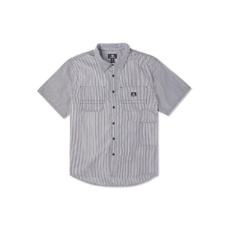 Converse Striped Woven Carpenter Button Down Asia Sizing Grey Men s 10023411-A02 L