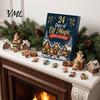 Winter Village Theme Gift Box Magic Elf Advent Calendar, 24 Day Acrylic 2D Ornament Set with Christmas Ornaments Cute Mini Figures, Tree Hanging