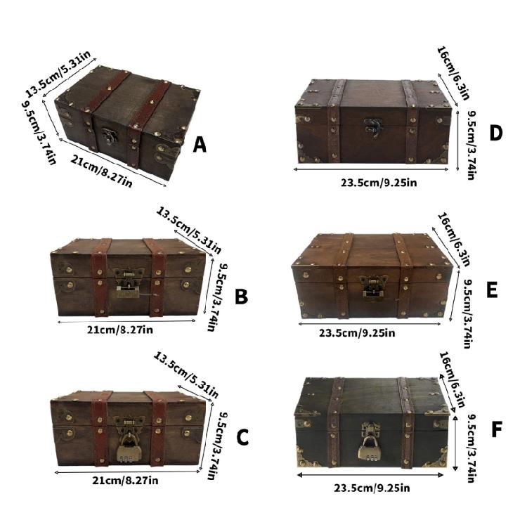 Antique Style Locking Wooden Storage Chest Lockable Jewelry Display Organiser Decorative Trinket Box with Small Lock