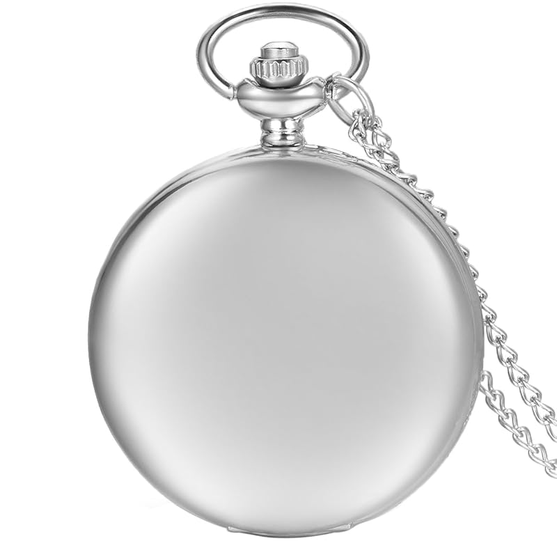 

JewelryWe Antique-Style Pocket Watch Necklace, Pendant Watch, Mirrored Full Hunter Design, Simple Silver, Alloy, Valentine s Day Gift