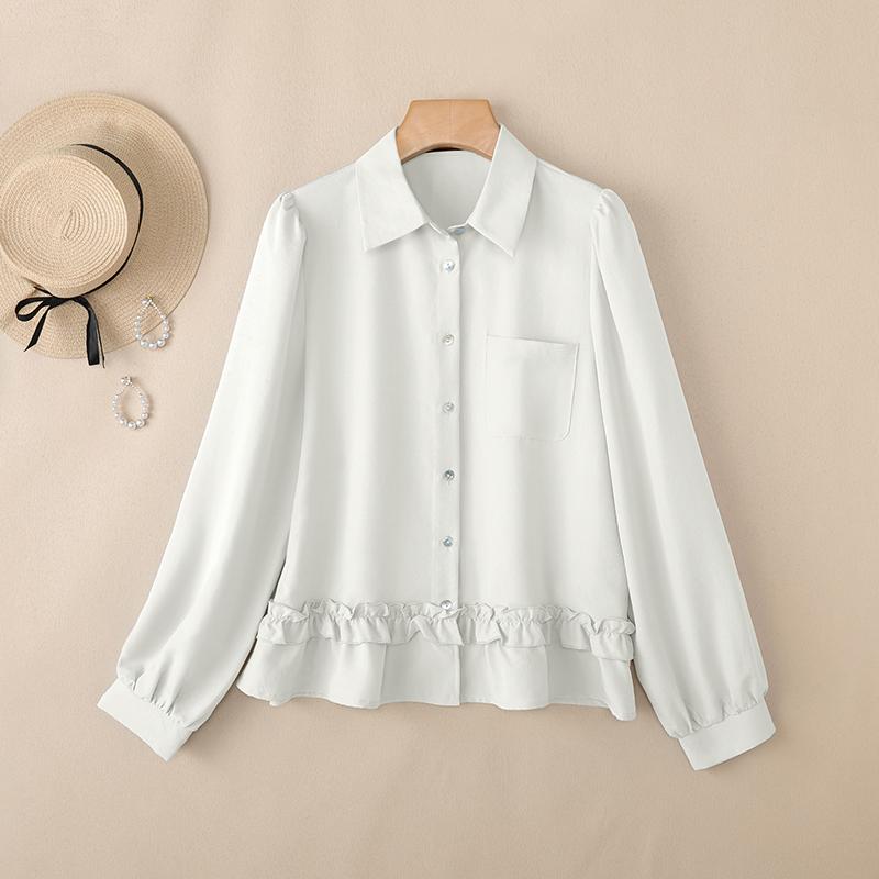 

ZANZEA Женская повседневная блузка с отложным воротником и длинными рукавами S белый