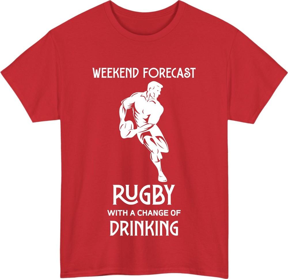 Weekend Forecast Rugby Sports TShirt Funny Drinking Player Sarcastic Tee