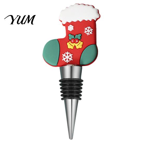 Wine Preservation Tools Christmas Bottle Stopper, Stainless Steel Reusable Cork, Decorative PVC Cartoon Snowman Corks Toppers Design, Airtight Sealing