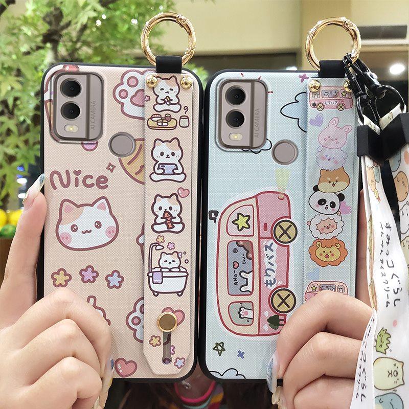 Kickstand Dirt-resistant Phone Case For Nokia C22 Soft case Anti-dust Cartoon Phone Holder Back Cover Waterproof Durable