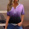 Women's T Shirt Tee Print Button Short Sleeve Daily Weekend Fashion Basic V, Neck Regular Top