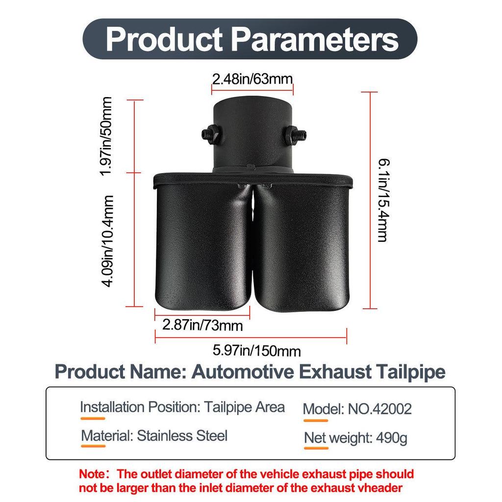 Compatible Car Tailpipe for 2011-2013 Reiz, Jetta, Swift, Odyssey with 5.2-5.8CM Diameter