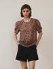 GIEMAR Black Flower Chiffon Blouse Beige