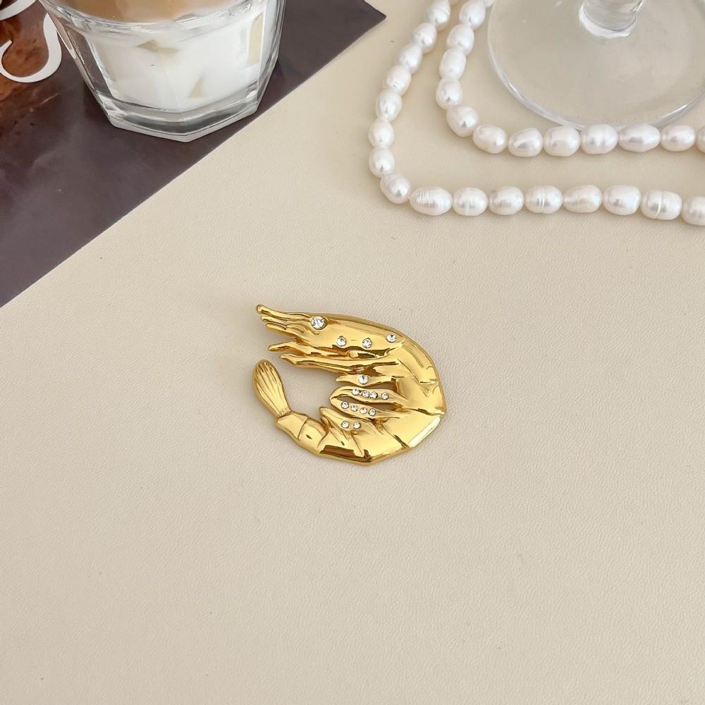 New Lobster Irregular Brooches Gold Plated Metal Geometric Brooches Glossy Finish Starfish Lapel Pins Clothes Decoration
