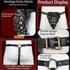 FUNSM Lockable Microfiber Leather BDSM Underwear Set Male Adjustable Vegan Leather Cock Harness with Alloy Chain for Fetish Play