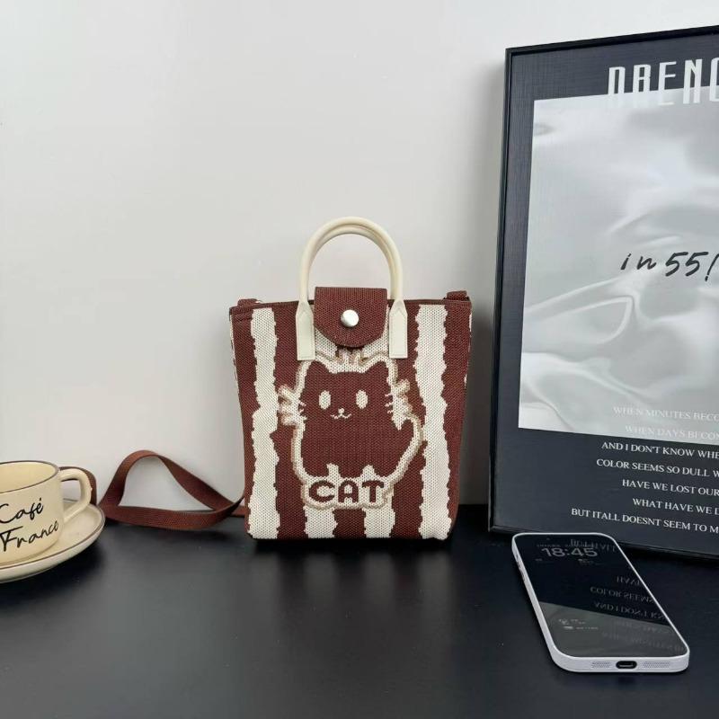 New knitted mobile phone bag, high-end handbag, women's messenger bag, adjustable versatile, convenient and large-capacity bag