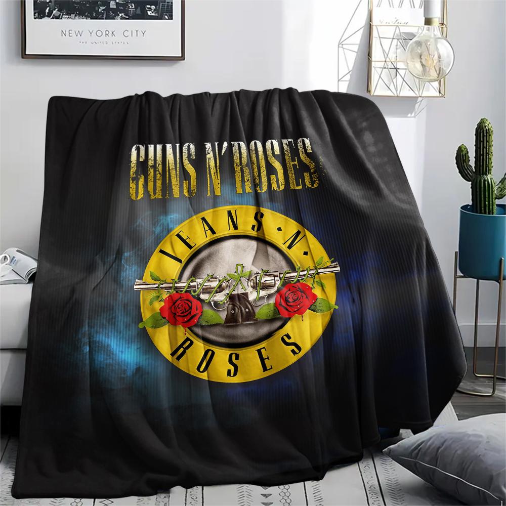 Guns N' Roses,pattern Flannel Blanket, High quality Comfortable for All Seasons, Home Decor, Warmth and Comfort, Perfect for Gifts.