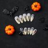 Dark Coiled Snake Rose Nail Art Black Almond Nail Sweet Cool Fashion European and American Halloween Fake Nail Finished Nail Piece