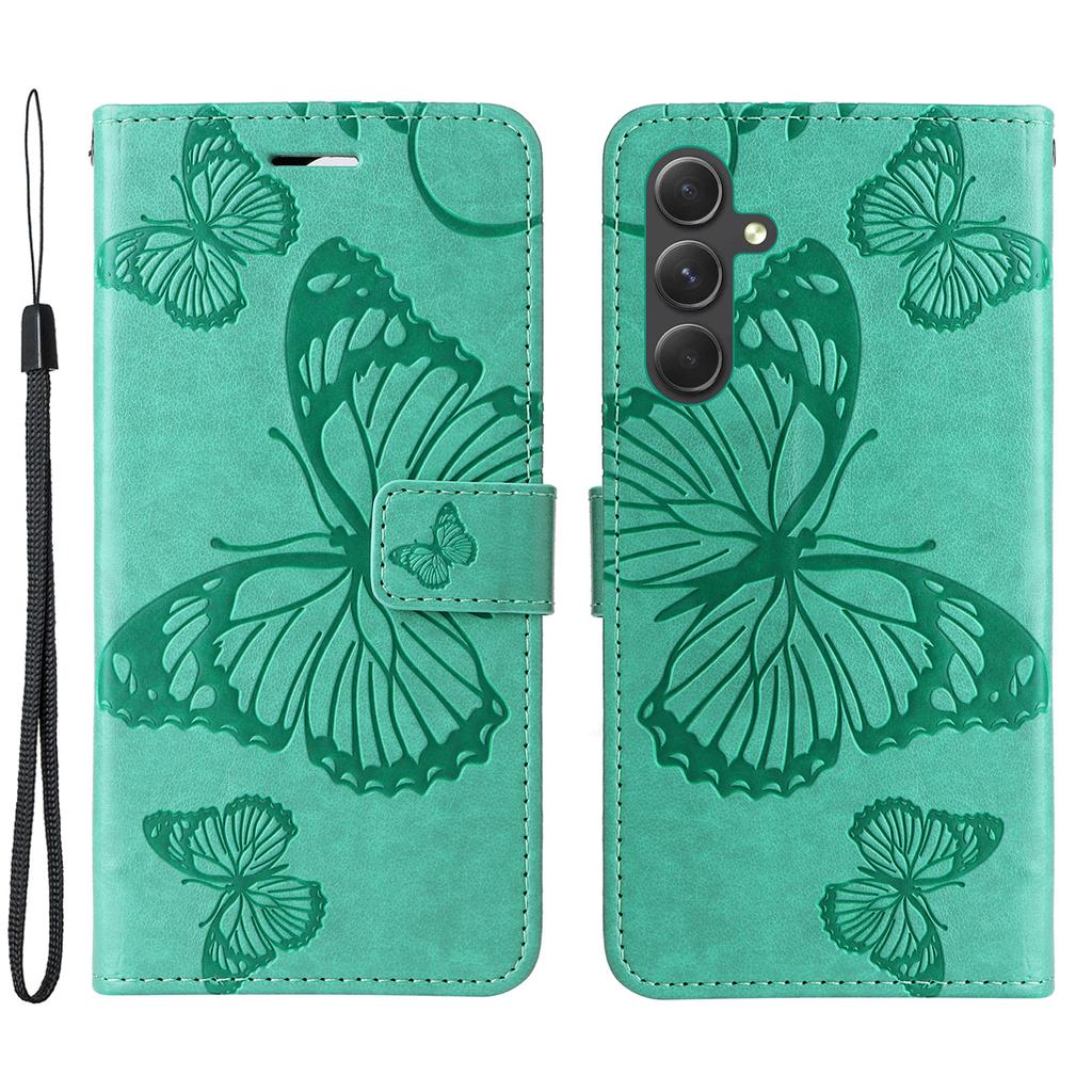 For Samsung Galaxy A55 5G Wallet Case Floral Butterfly Imprinted Leather Phone Cover Stand