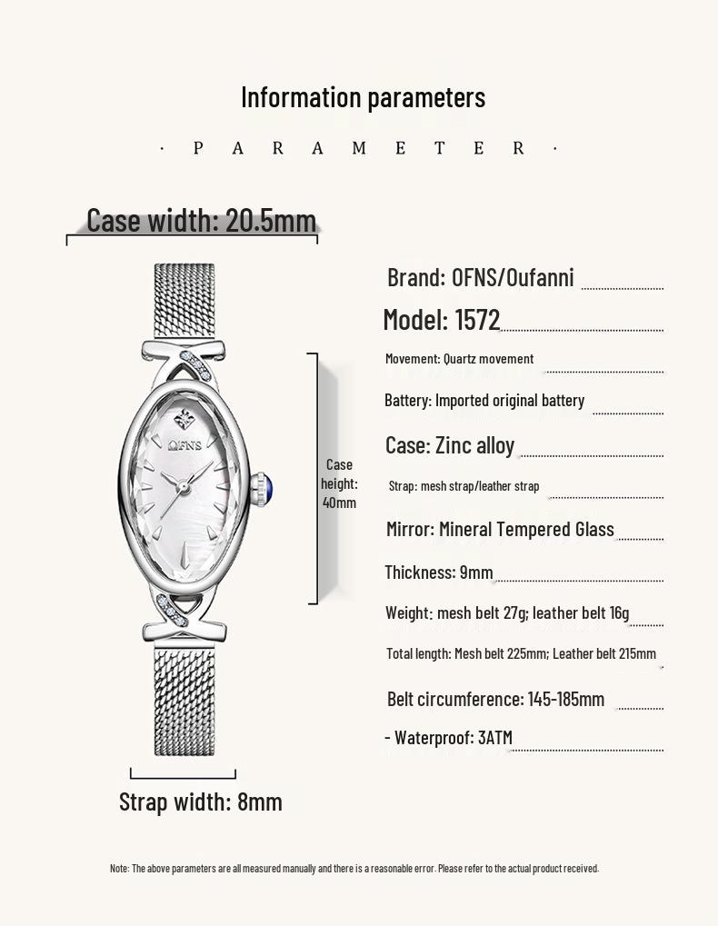 OFNS Women's Retro Oval Waterproof Luxury Wristwatch