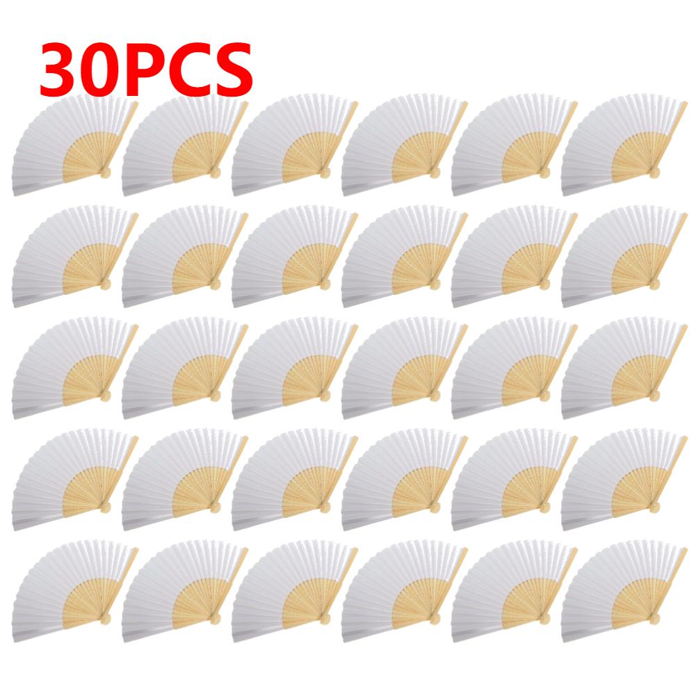 1-50 Stück DIY Papier Bambus Faltfächer Blanko Weiß Faltfächer Hochzeitsgeschenke Erwachsene Kinder Kalligraphie Malerei Übungsfächer