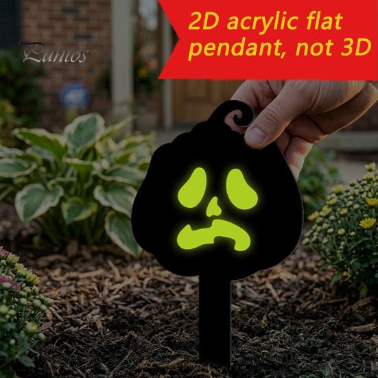 Festive Halloween Holiday Decor Pumpkin Yard Sign with Stake, Glow In The Dark Reusable Garden Spooky Silhouette Stake for Outside Patio Lawn Stakes