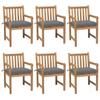 Day and Night - Day and Night Garden Chairs 6 Pcs Solid Teak Wood Gray Cushions