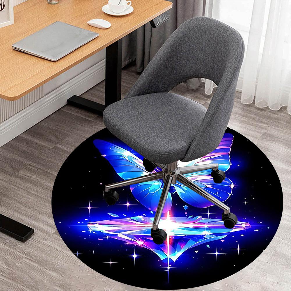 

1pc Butterfly Diamond Round Chair mat office Area Rug - Non-Slip, Floor Mat for Office, Bedroom, and Indoor Decor p127149 80cm by 80cm