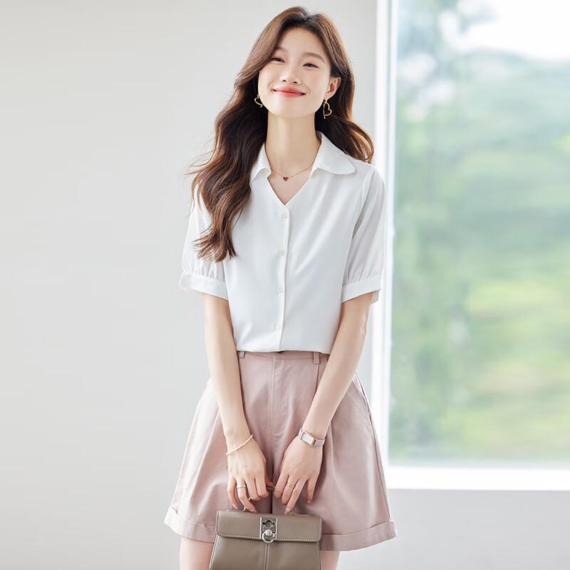 Teluoman Women's V-Neck Short Sleeve Blouse