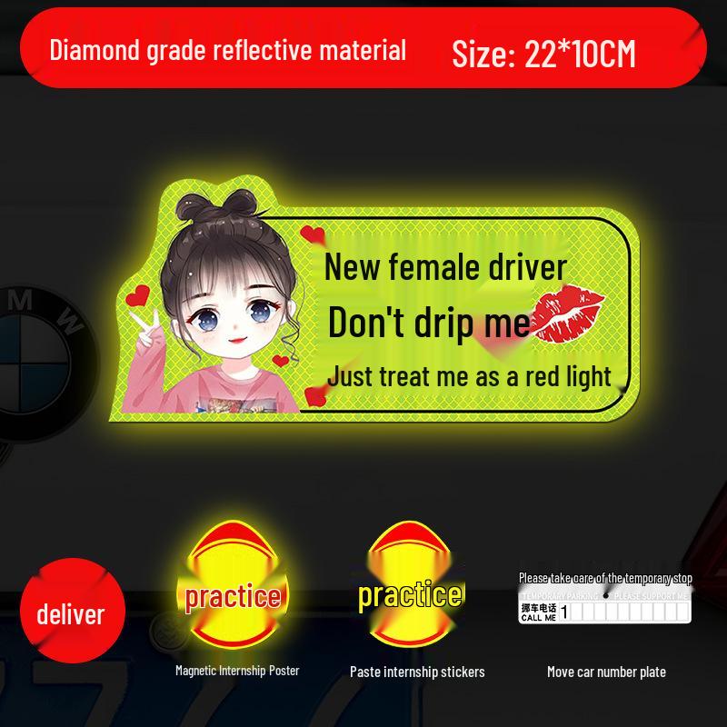 Magnetic Reflective Car Stickers for New Female Drivers