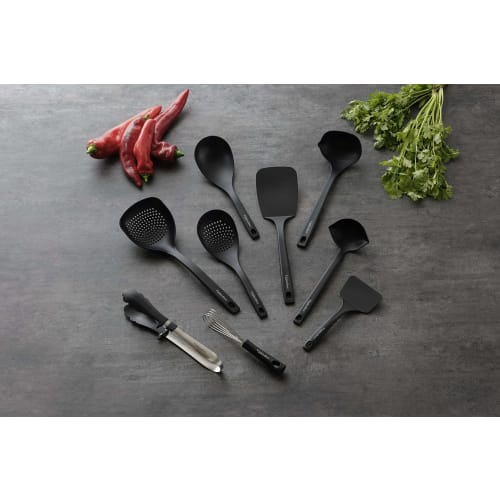 [.co.jp Exclusive] Shimomura Kogyo Antibacterial, Made in Japan, Verdun Black Nylon Egg Frying Turner, Dishwasher Safe, VB-207, Made in Tsubame-Sanjo,