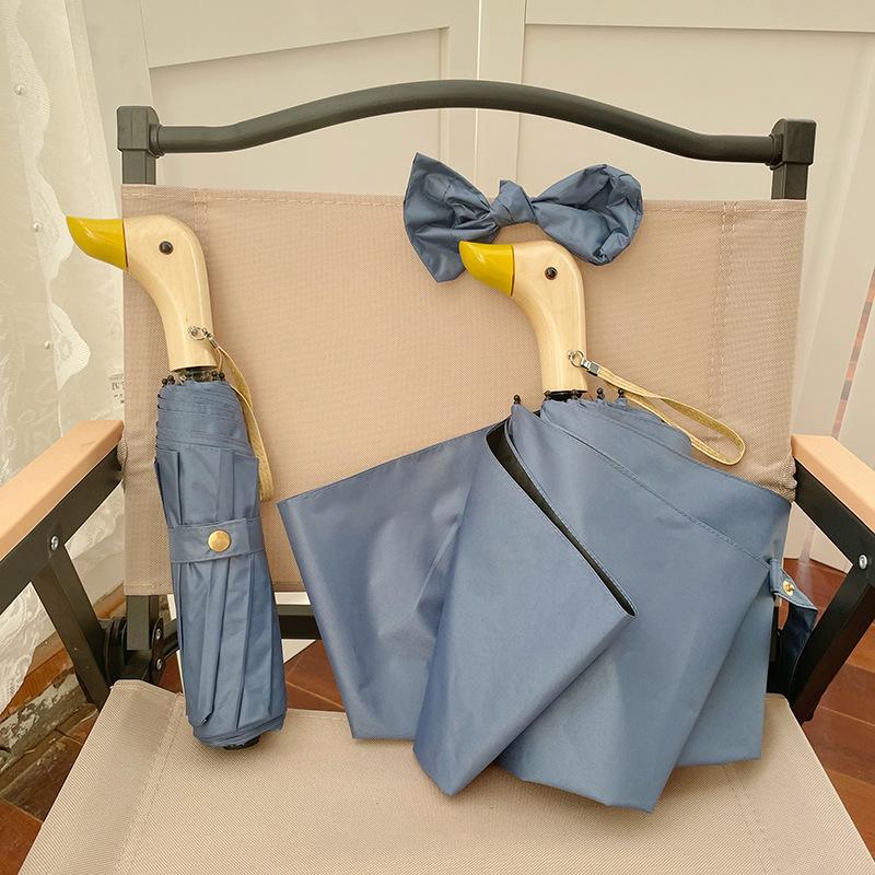 INS Style Duck Umbrella Windproof Sunshade Dual-use Sunny and Rainy UV Protection Folding Rain Gear for Girlfriends Gifts